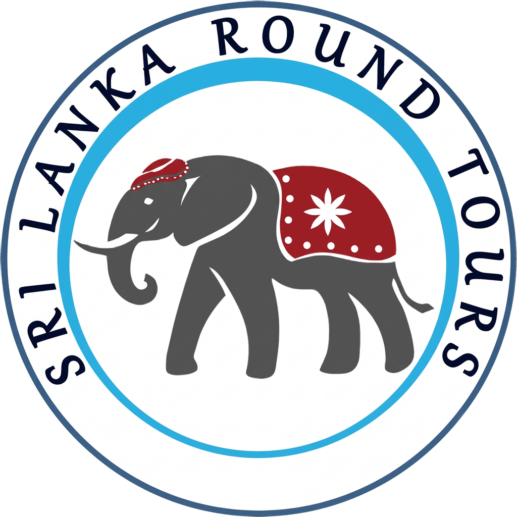 Sri Lanka Round Tours: a decorated elephant inside a circular emblem